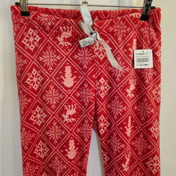 NYC Underground Printed Holiday Winter Plush Straight Leg Lounge PJ Pant Medium - Picture 3 of 6